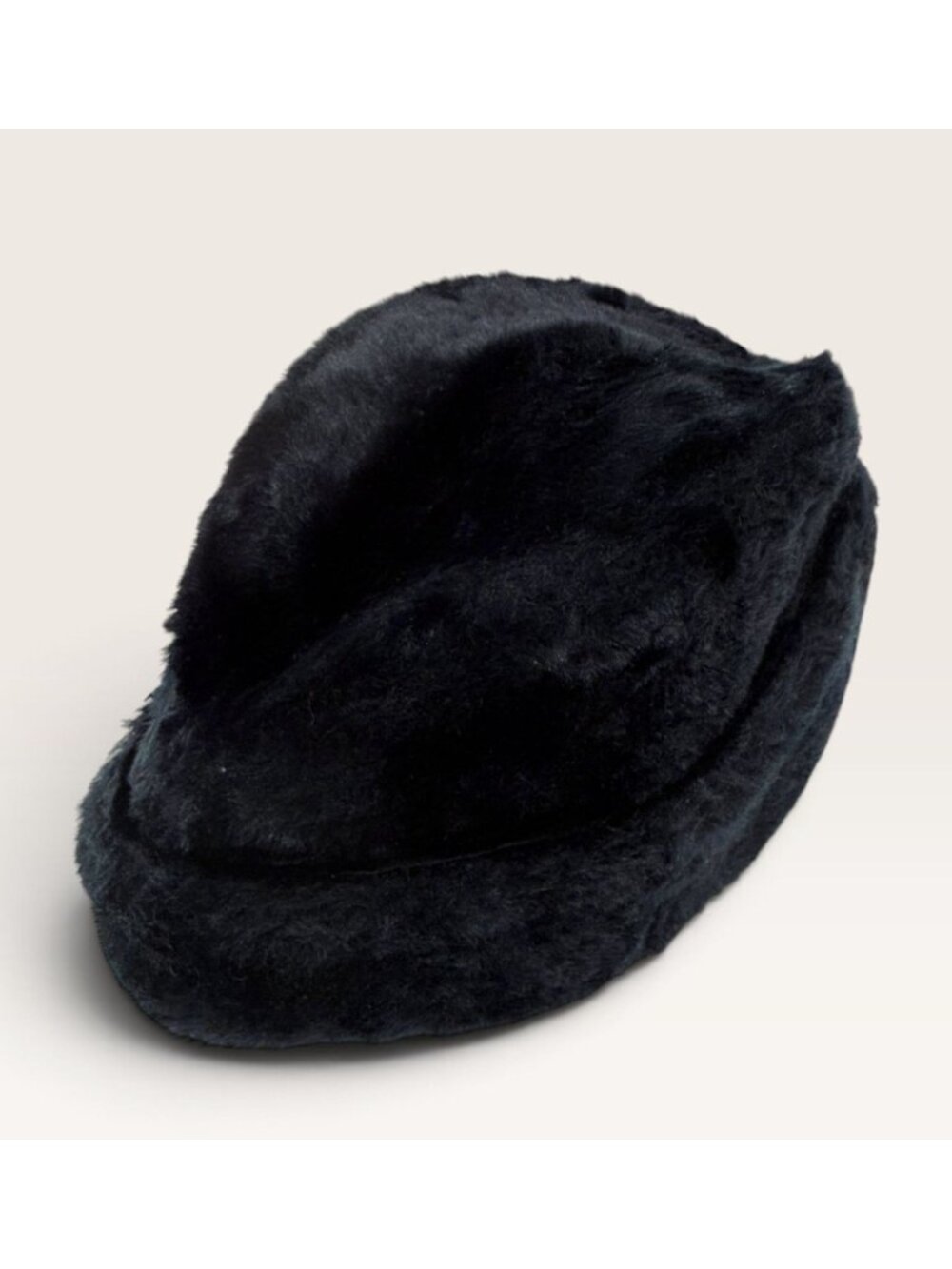 Vintage Cossack Hat Black Faux Fur Mens S/M Ear Flaps Russian Style Kubanka